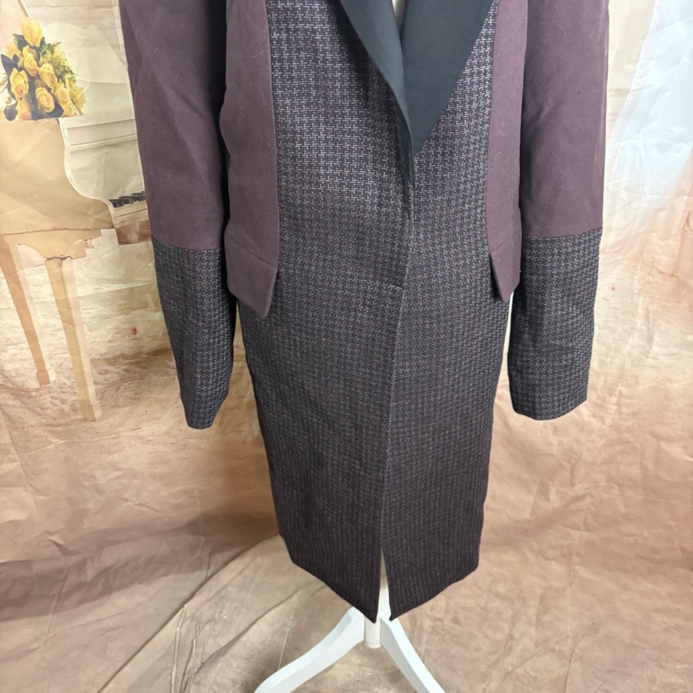 NEW Equipment Long Wool-Blend Blocked Arostide Burgundy Tailored Coat - Picture 5 of 12